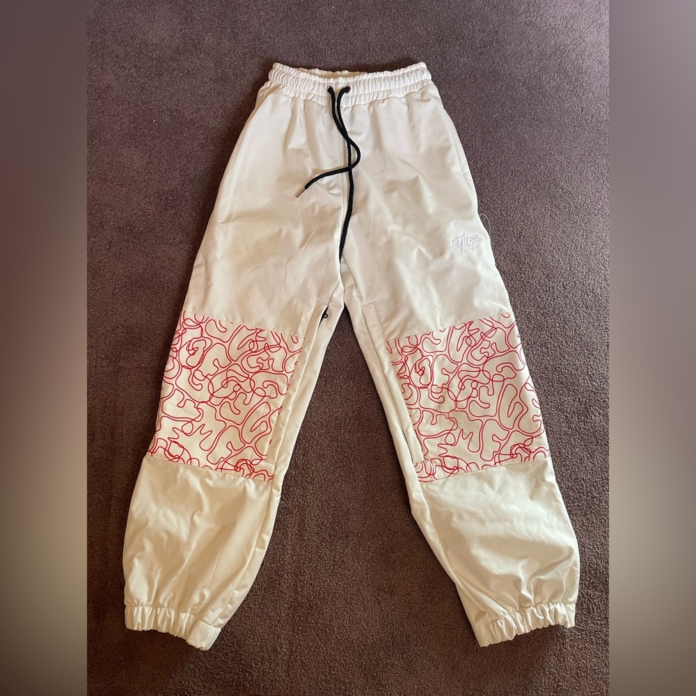 Mens White and Red Fyve Snowboard Pants Size S